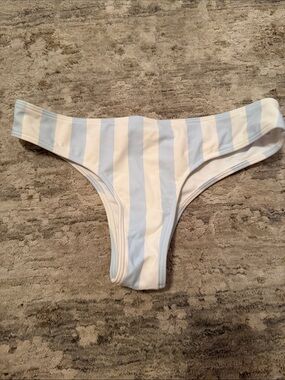Striped Blue and White Bikini Bottom